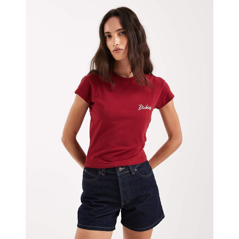 Dickies capped sleeve baby tee in burgundy-Red 114523252