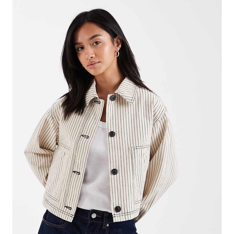 ASOS Petite ASOS DESIGN Petite short cotton harrington jacket in black 114687938
