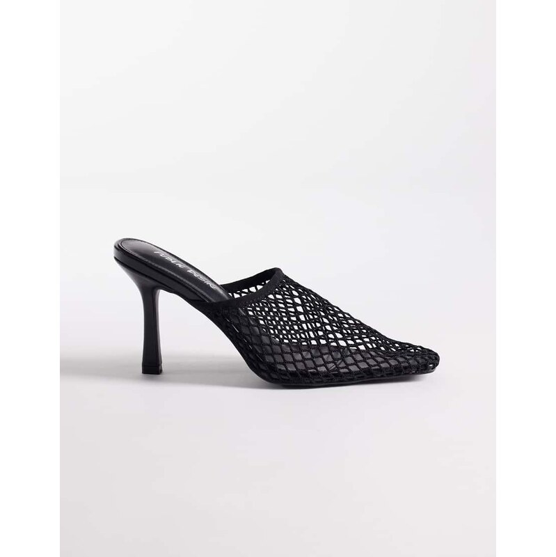 Public Desire Ada mesh heeled mules in black