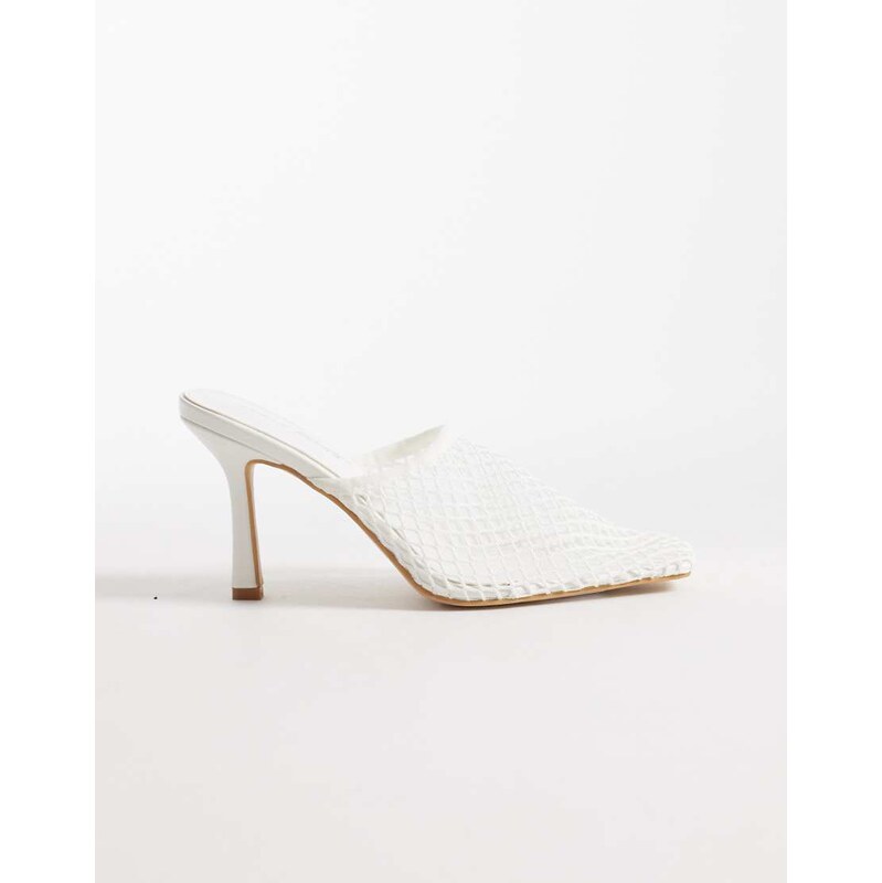 Public Desire Ada mesh heeled mules in white