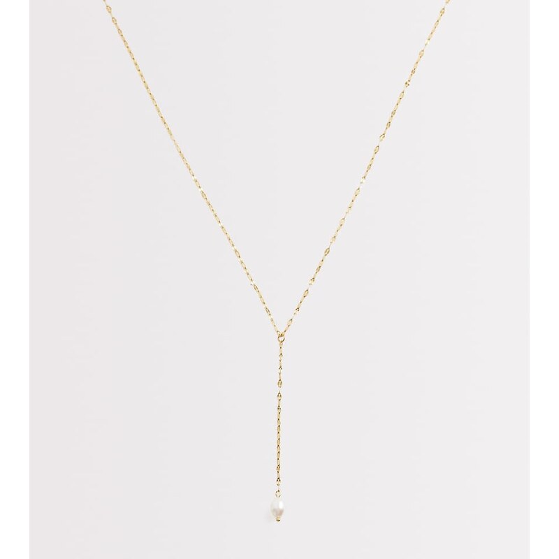 Lost Souls lariat necklace with pearl pendant in 18ct gold plated 114523274
