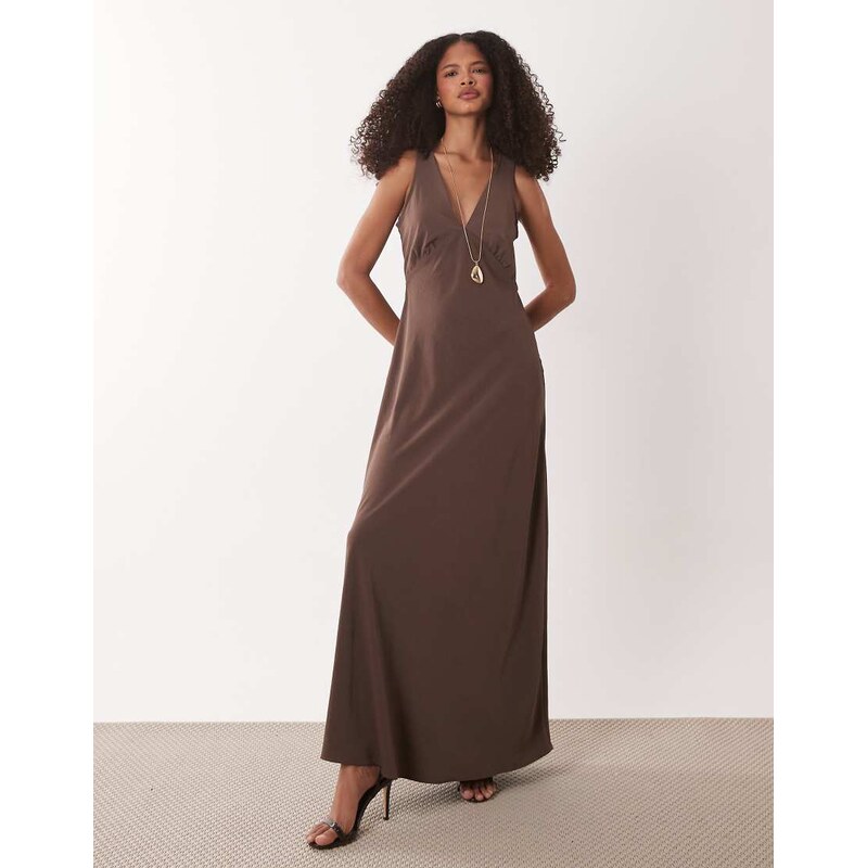 JDY v-neck maxi dress in brown 114523278