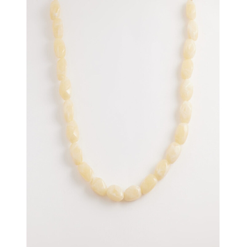 DesignB London resin beaded necklace in white