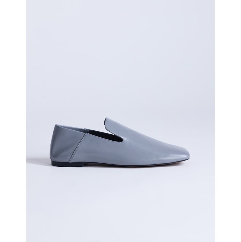 Topshop Chloe premium real leather loafer in grey