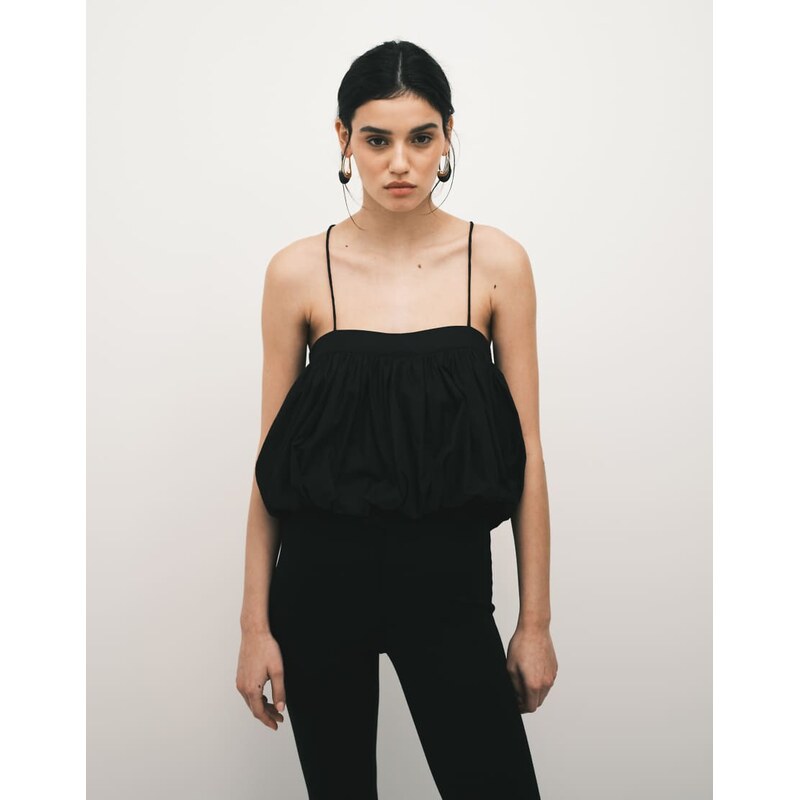 ASOS DESIGN halter bubble hem top in black