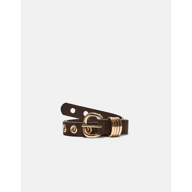 Stradivarius Eyelet belt in brown 114523350