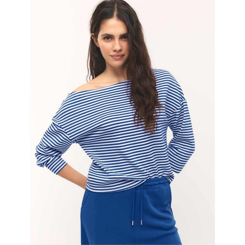 Stradivarius Soft-touch exposed shoulder sweatshirt in electric