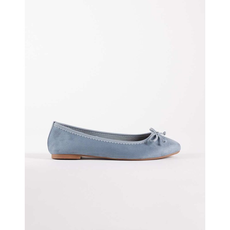 New Look faux suede ballet flat in dusty blue 115526115
