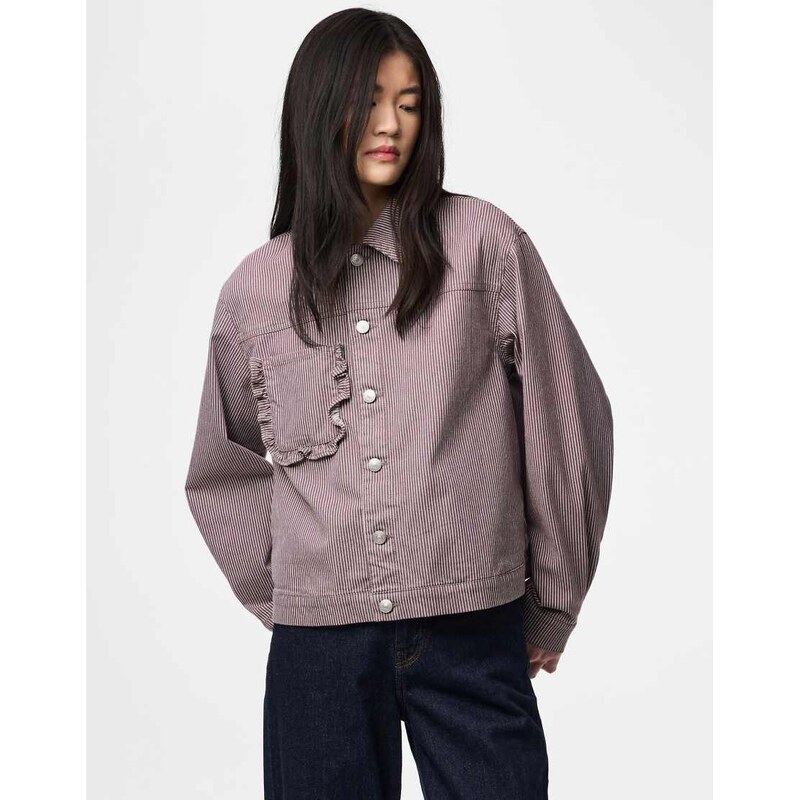 Pieces Denim jacket in sparrow-Brown