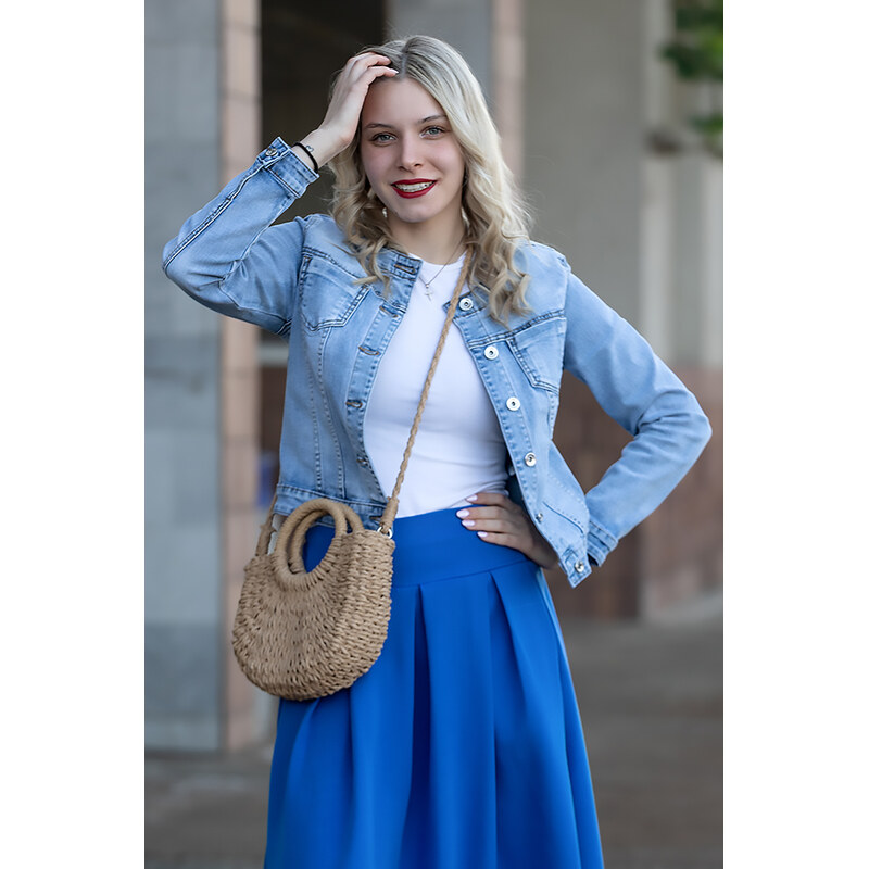Moon girl Dámská džínová bunda VINTED MINI [C016-C-B] Barva: Světle 106266280