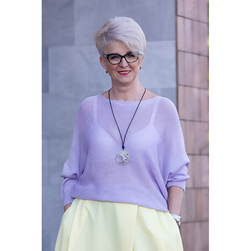 Italy fashion Lehký svetřík SUZIE Barva: lila, Velikost: UNI: L