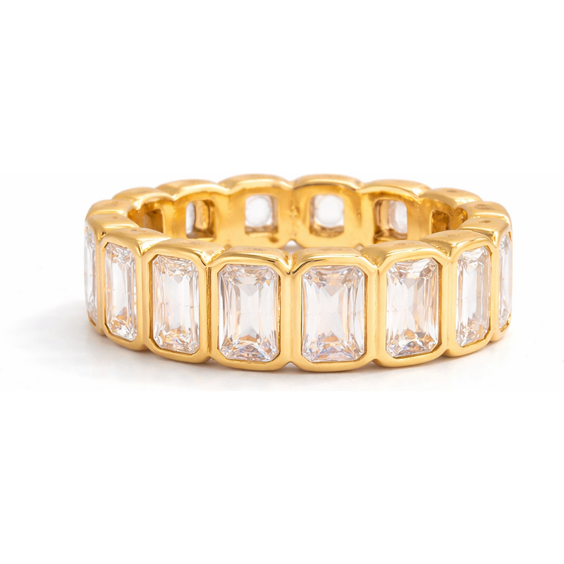 ELENYS Crystal Line – pozlacený prsten 18K žluté zlato