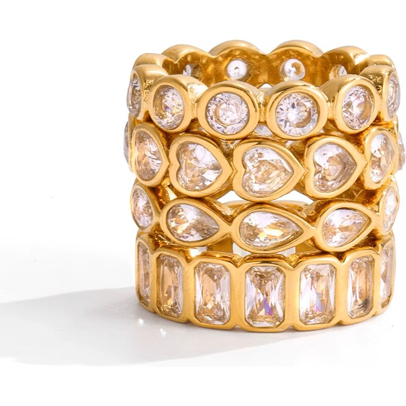 ELENYS Crystal Love – pozlacený prsten 18K žluté zlato 114526186