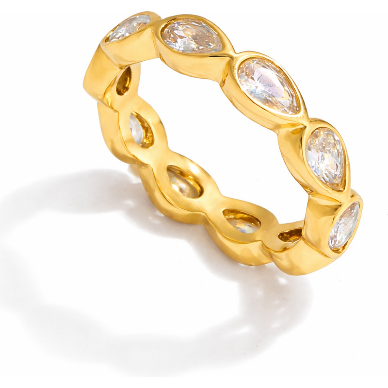 ELENYS Crystal Drop – pozlacený prsten 18K žluté zlato 114526185
