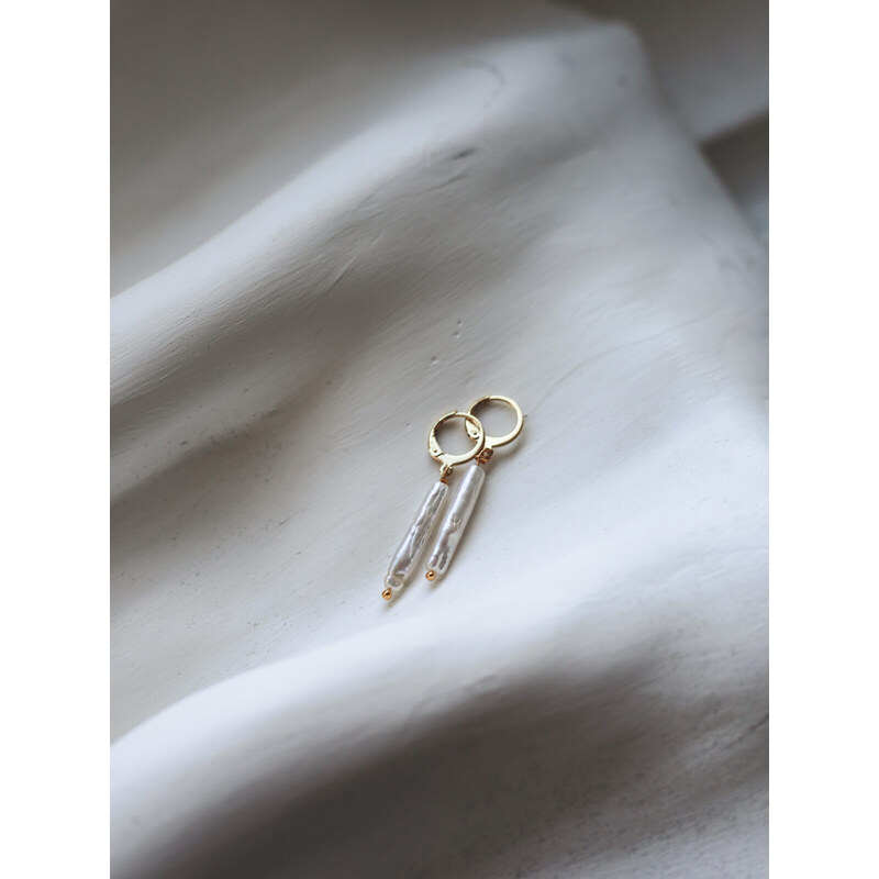 MINILE Náušnice Clip s Perlou Long Gold 114216421