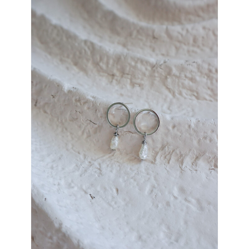 MINILE Náušnice Round Silver Perly