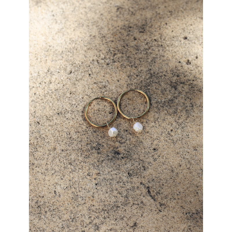 MINILE Náušnice Gold Round Click Perla 114216635