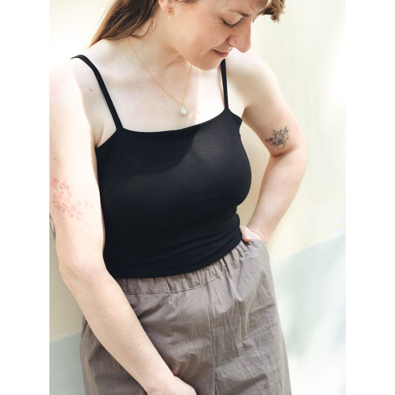 MINILE Crop-top Tílko Bambus Black - L 114216358