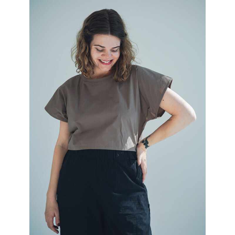 MINILE Tričko Cut Poplin Taupe - S-M 114216571