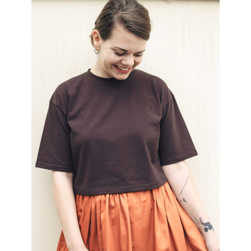 MINILE Tričko Wide Crop Chocolate - XS 114216641