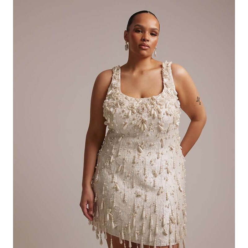 ASOS Curve ASOS DESIGN Curve pearl allover embellished mini