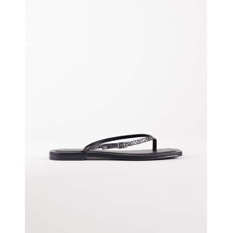 ASOS DESIGN Fitz skinny strap sandals in grey snake-Multi 115519363