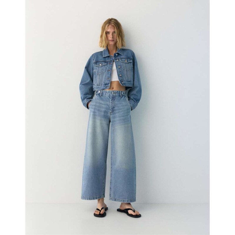 Pull&Bear Adjustable balloon jeans in pale blue 114529060