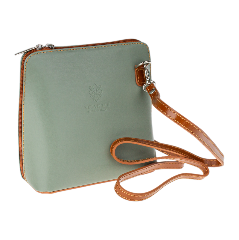 Khaki kožená italská crossbody kabelka Grana Khaki Camel