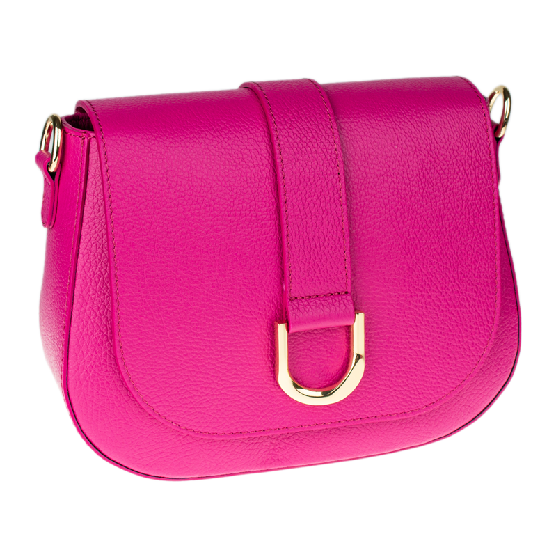 Růžová kožená italská crossbody kabelka Debora Fuxia NovaKabelka.cz 114530654