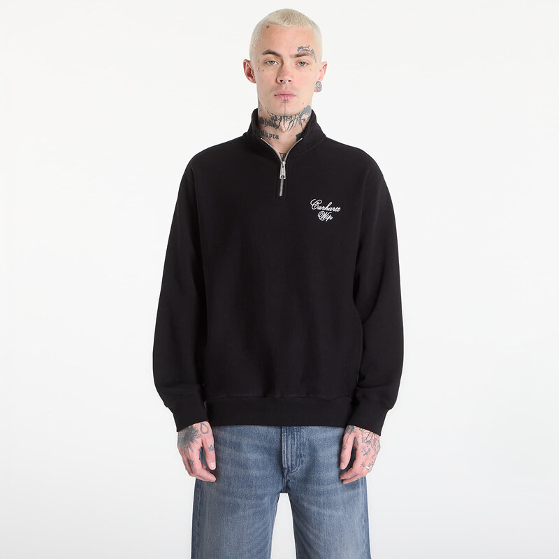 Mikina Carhartt WIP Longhand Half Zip Sweat UNISEX Black/ White