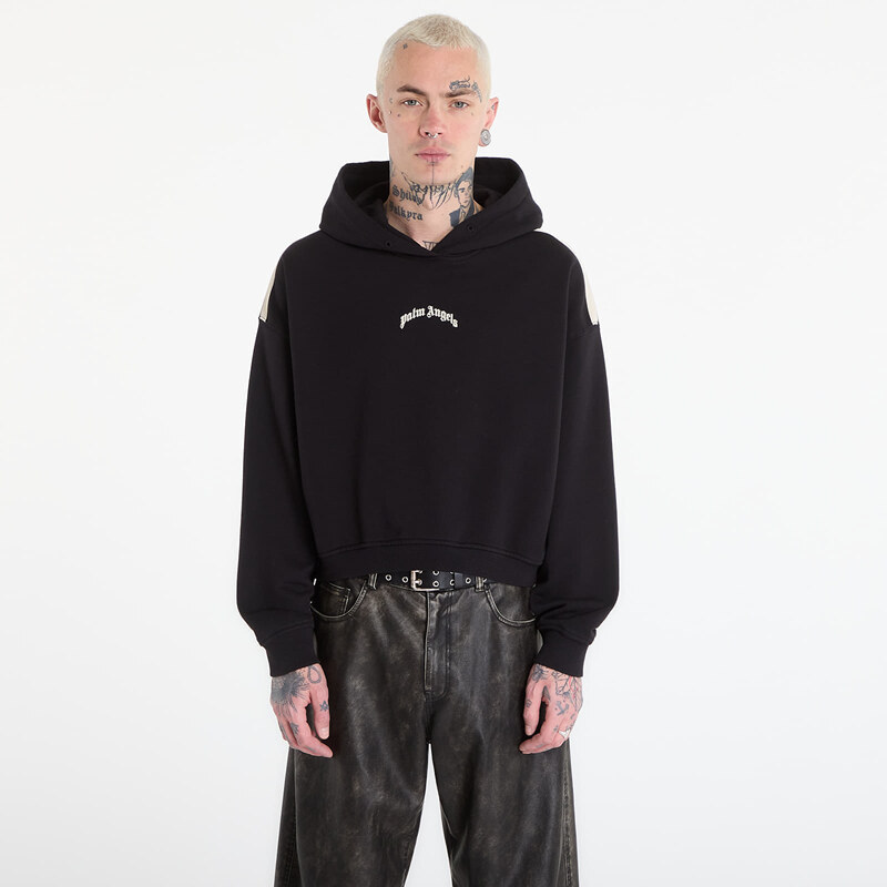 Mikina Palm Angels Curved Logo Loose Crop Hoodie Black/ Tofu L