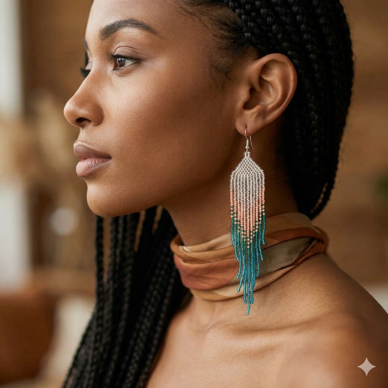 Flor de Cristal Dlouhé Boho Visací Náušnice v Orientálním Retro