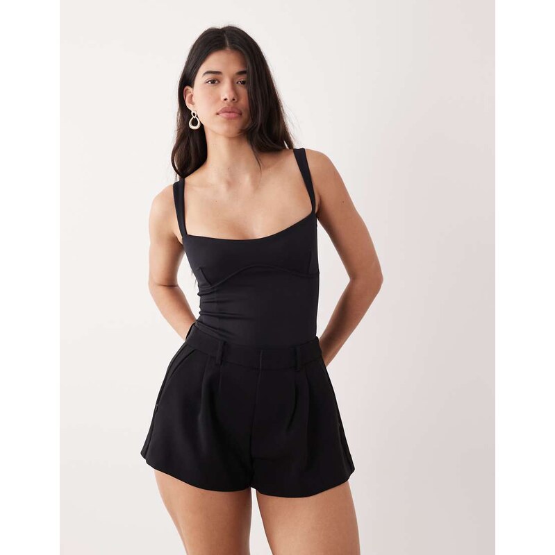 Good American luxe suiting shorts co-ord in black
