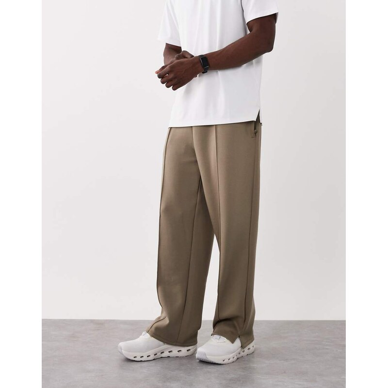 4505 performance wide leg joggers with pintuck detail in greige 114534824