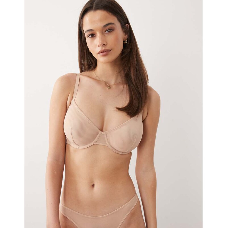 ASOS DESIGN Fuller Bust Tammy sheer mesh underwire balcony bra