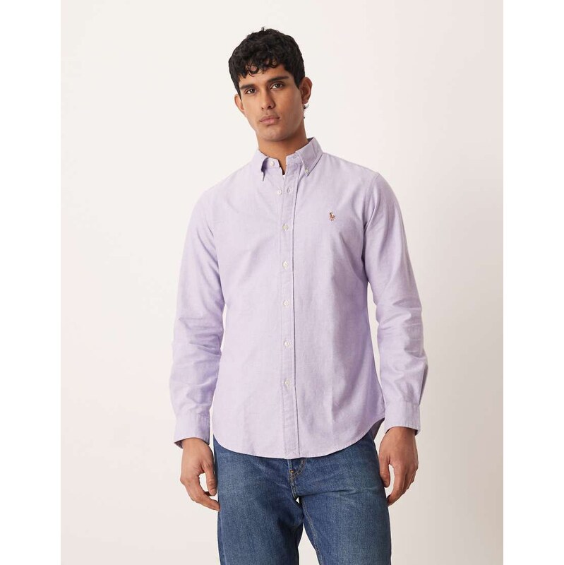 Polo Ralph Lauren icon logo cotton oxford long sleeve shirt in