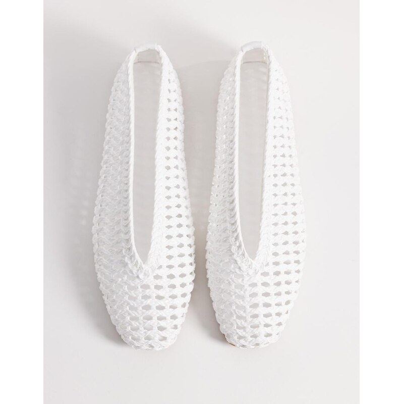 ASOS DESIGN Lioness weave ballets in white