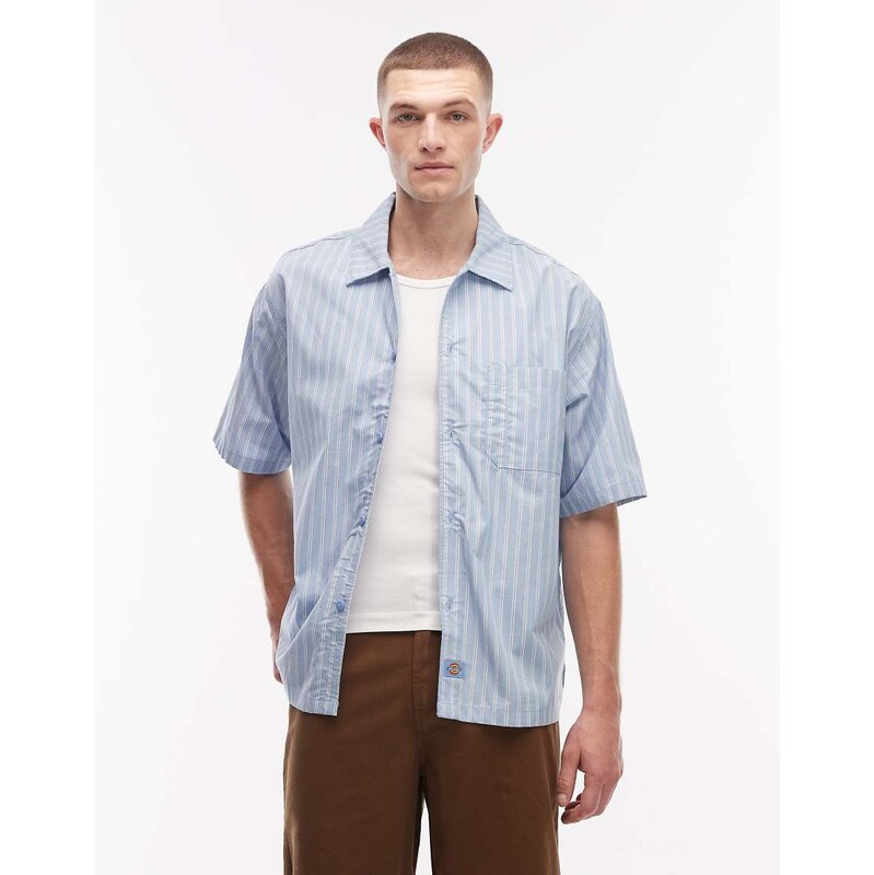 Dickies Venedocia short sleeve striped shirt in blue