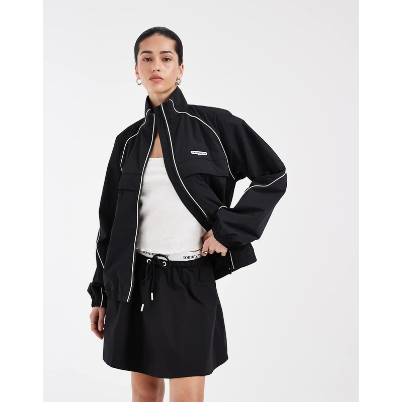 Tommy Jeans track jacket co-ord with piping in black 114534885