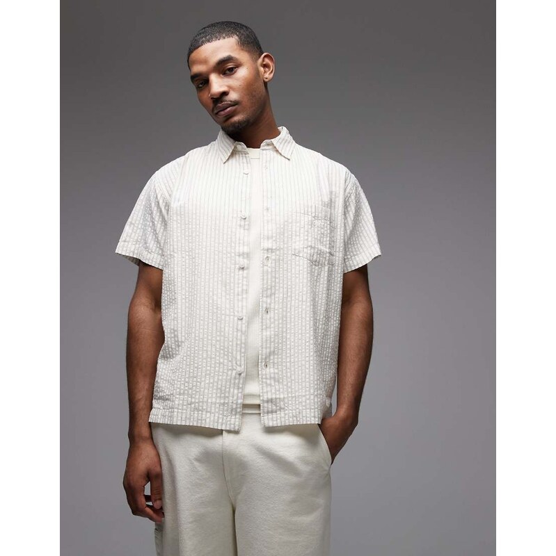 Obey alan woven short sleeve shirt in beige-Neutral