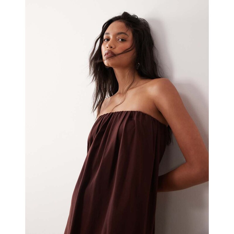 ASOS DESIGN bandeau bubble maxi dress-Brown