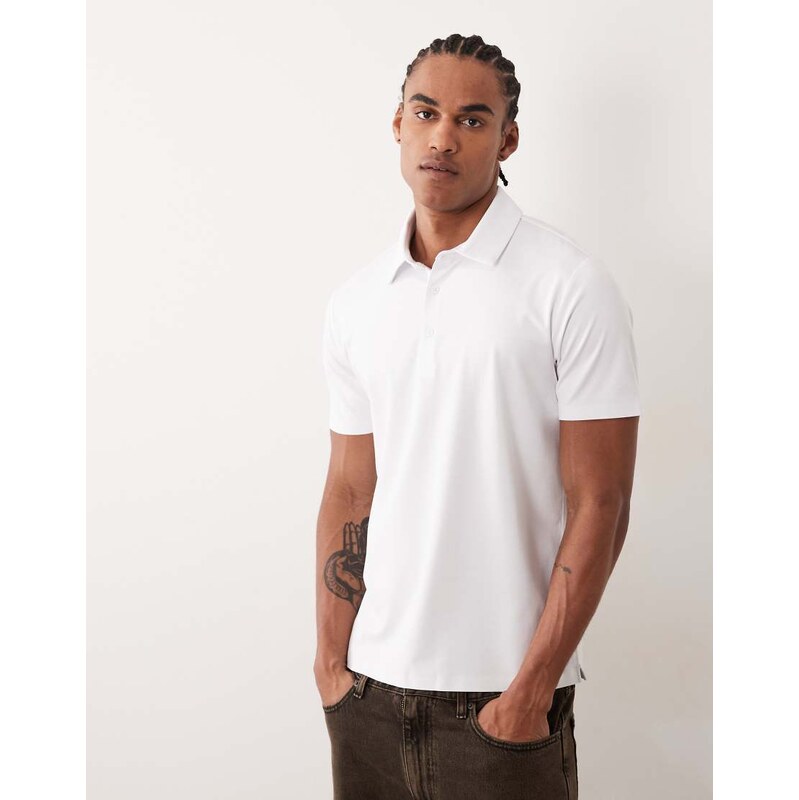 Mango performance thermo-regulating polo t-shirt in white