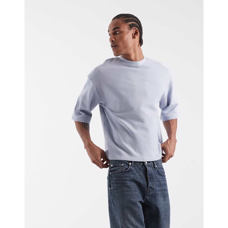 ASOS DESIGN boxy oversized t-shirt with half sleeve in blue