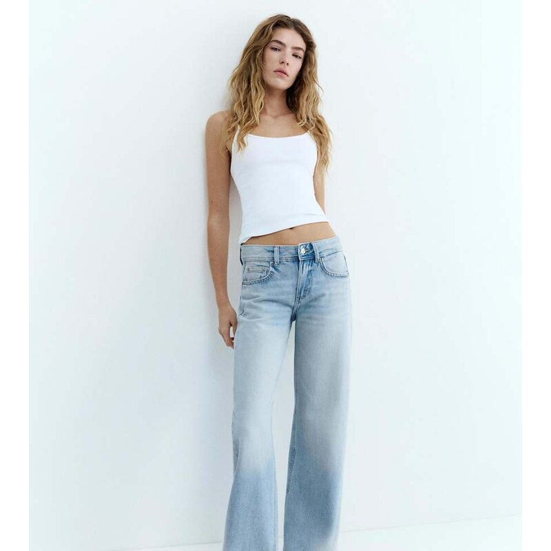 Pull&Bear Tall low-rise straight leg jeans in sky blue