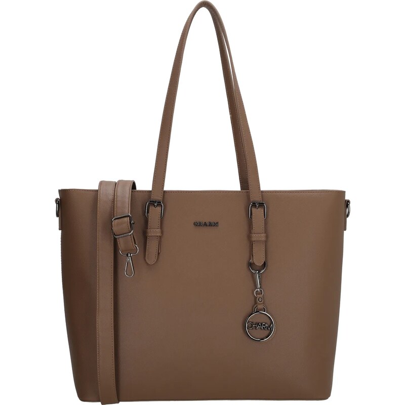 Charm London Tmavě hnědá prémiová shopper kabelka „Rachel“