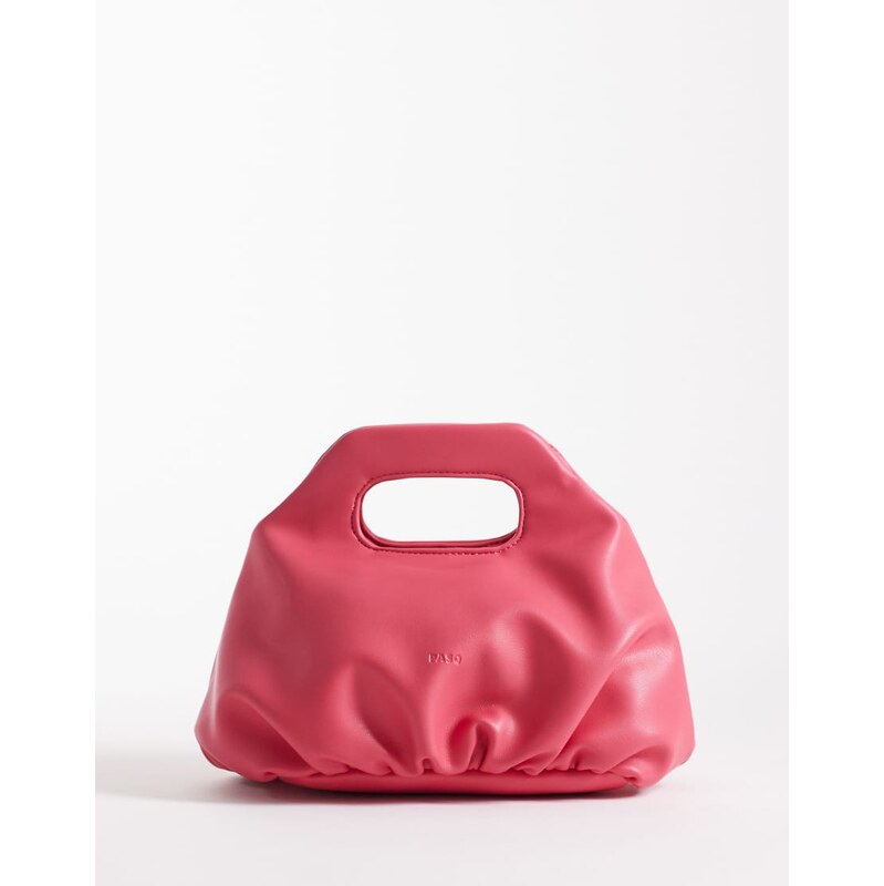 PASQ ruched soft grab bag with crossbody strap in bright pink 114543928