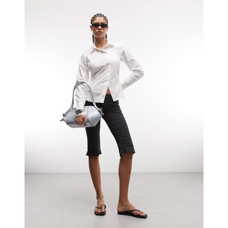 Weekday asymmetric shirt with slit detail in white 114543952