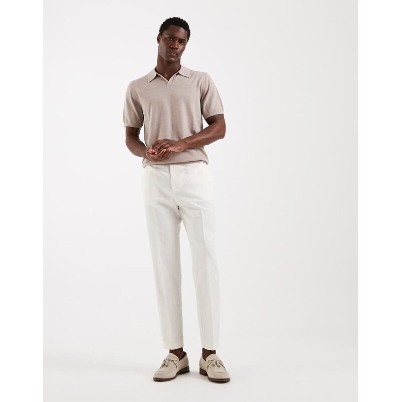 ASOS DESIGN tailored linen rich tapered trousers in white