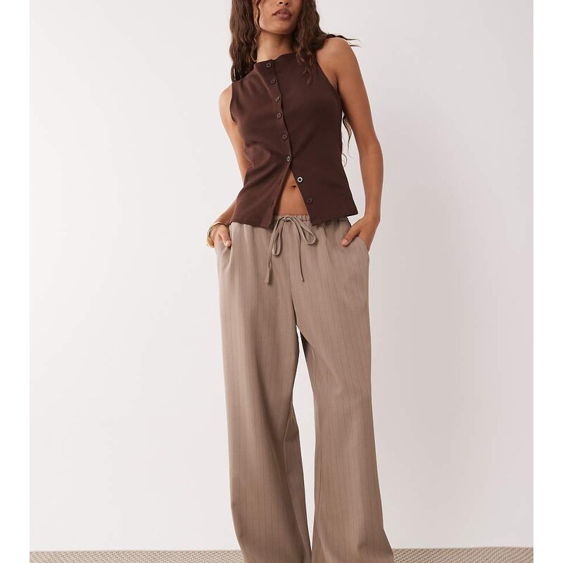 Miss Selfridge Petite tailored pull on trouser in neutral