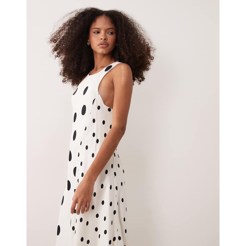 ASOS DESIGN racer maxi dress with asymmetric hem in mixed black